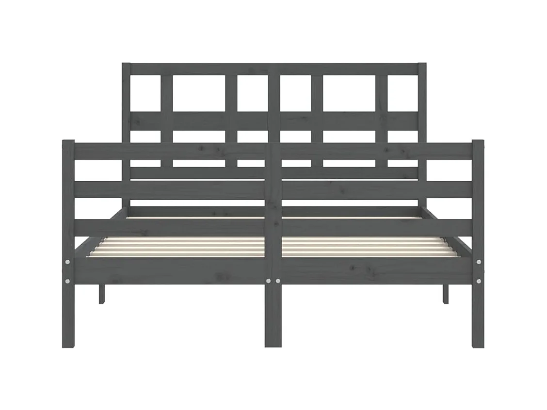 Cadre de lit avec tête de lit gris 140x190 bois massif