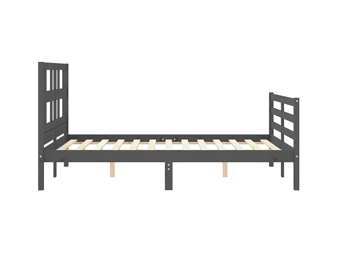 Cadre de lit avec tête de lit gris 140x190 bois massif