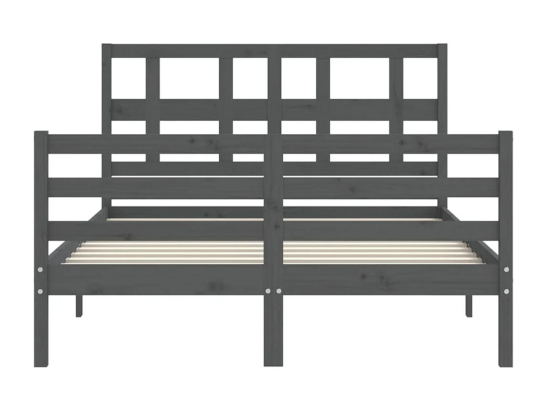 Cadre de lit avec tête de lit gris 140x190 bois massif