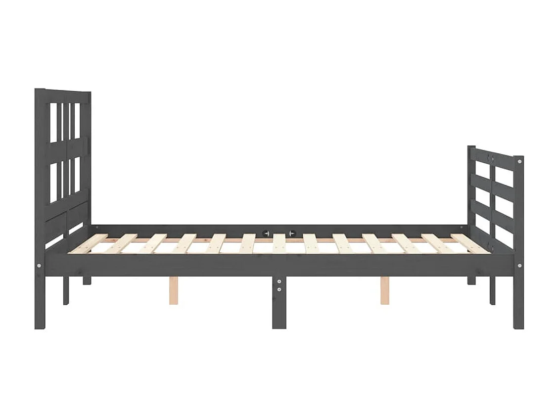 Cadre de lit avec tête de lit gris 140x190 bois massif