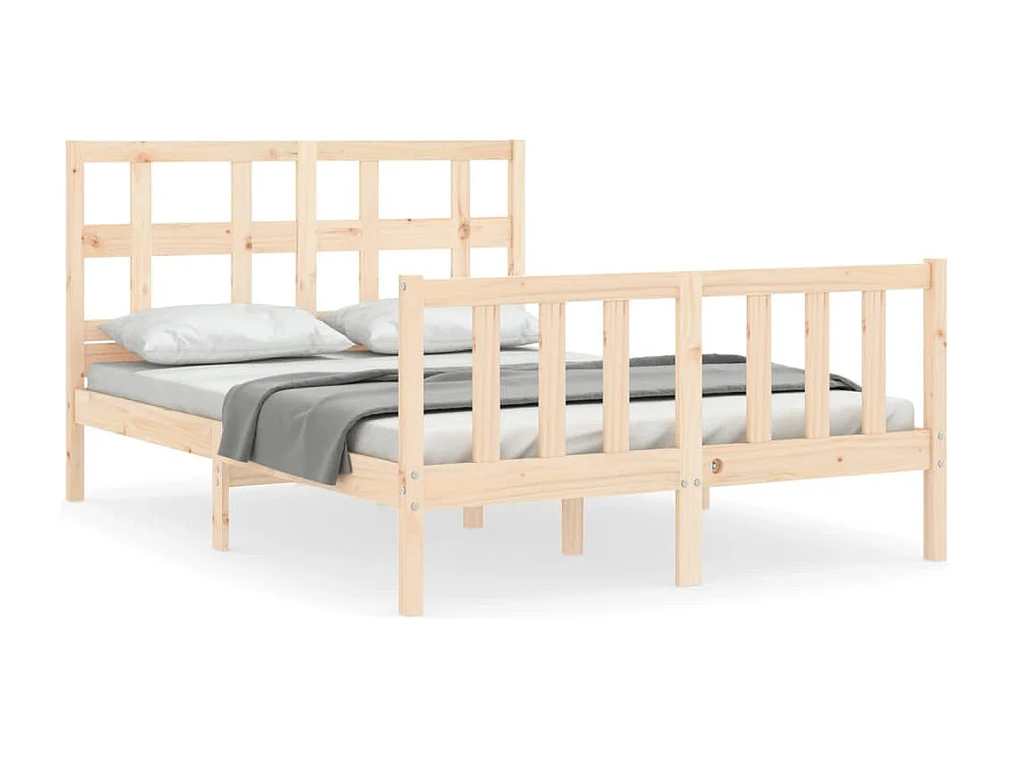 Cadre de lit avec tête de lit petit double bois massif