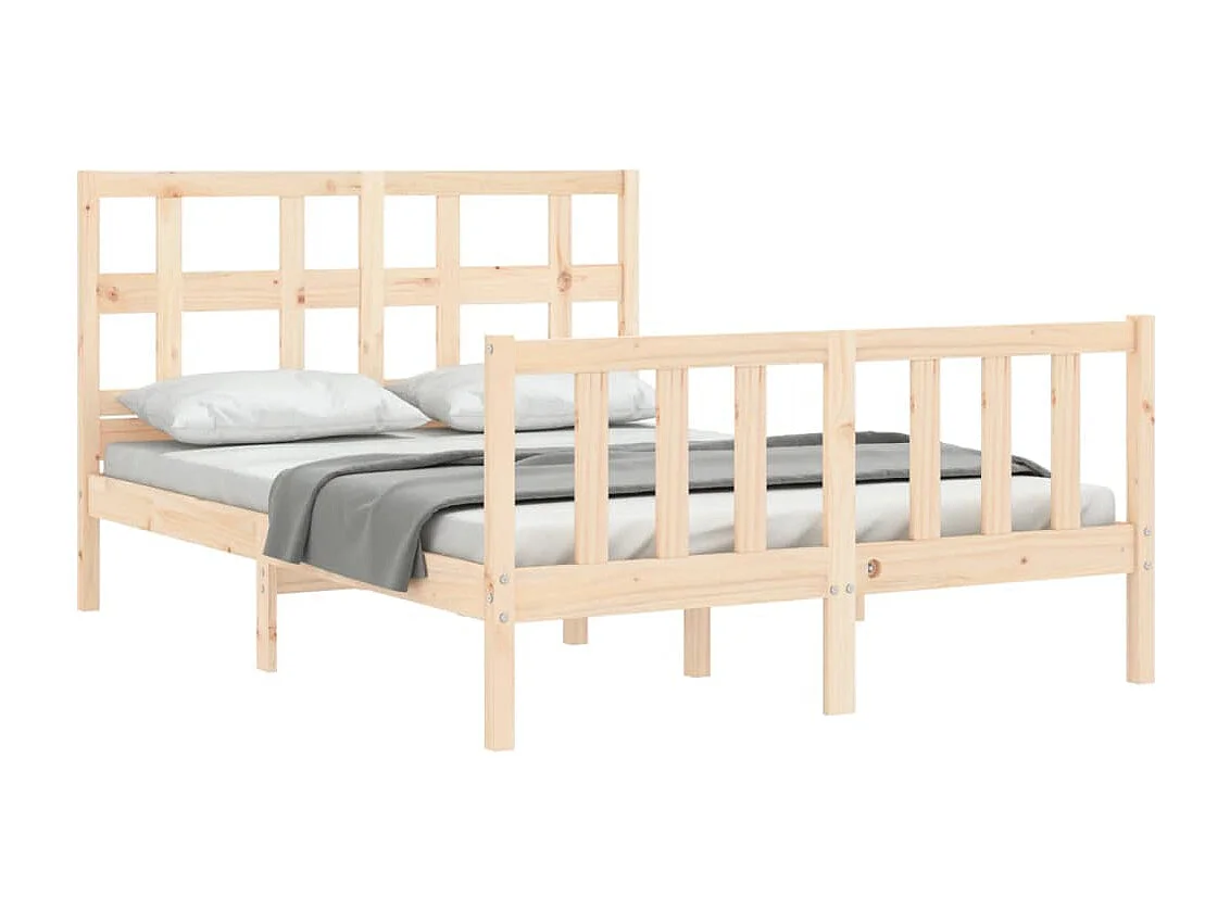 Cadre de lit avec tête de lit petit double bois massif