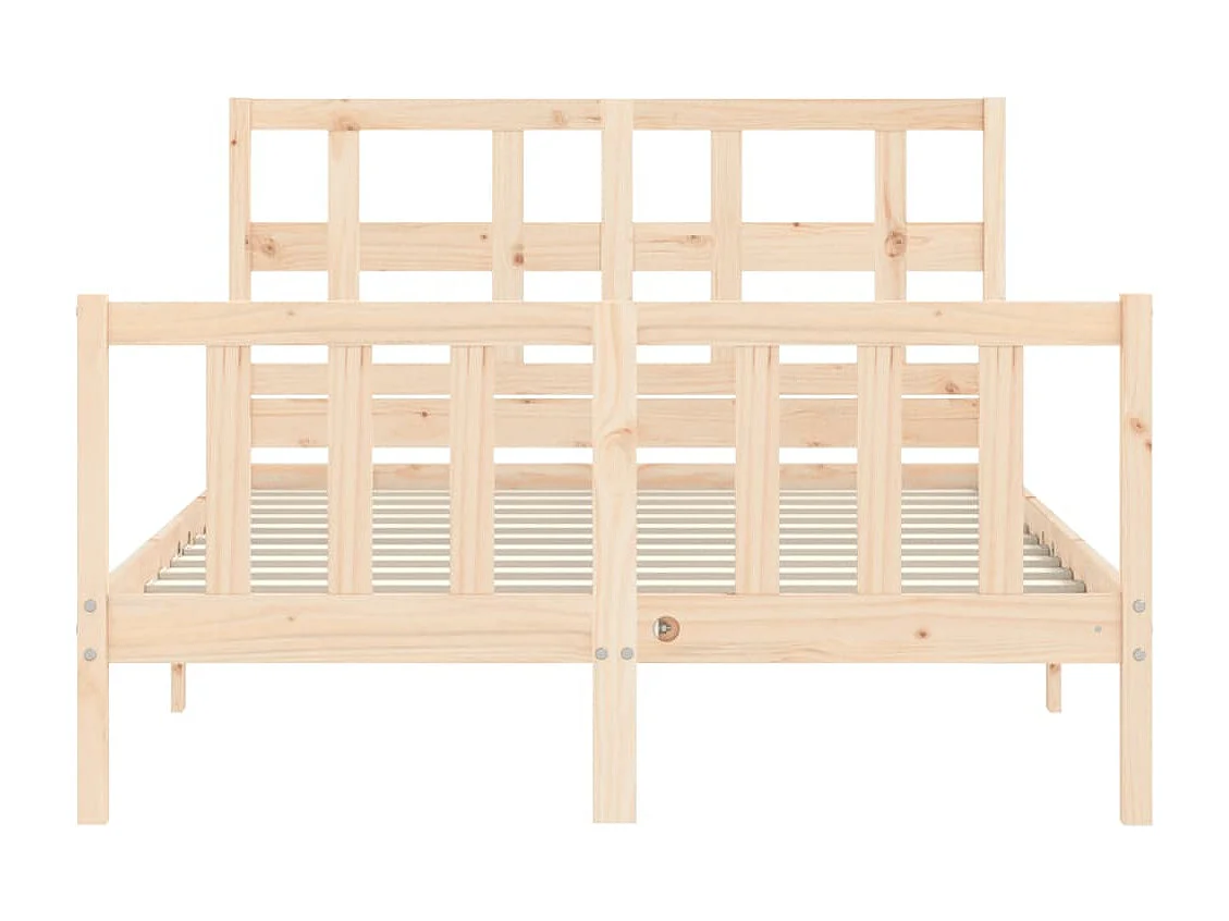 Cadre de lit avec tête de lit petit double bois massif