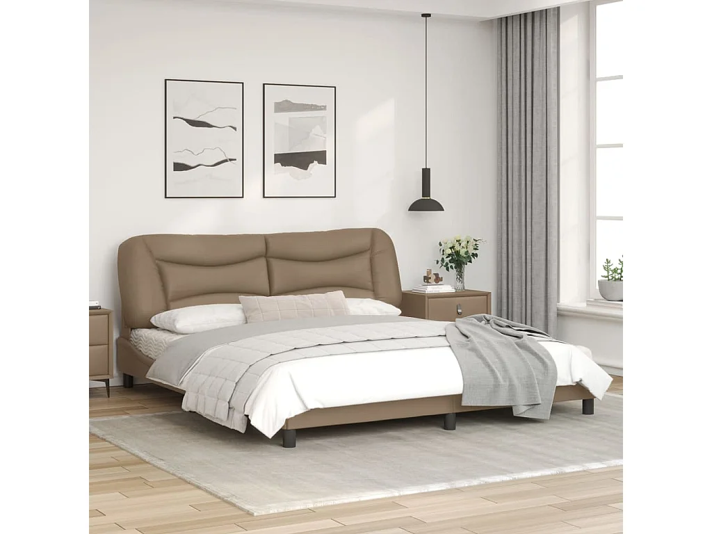 Cadre de lit avec tête de lit Cappuccino 180x200 Similicuir