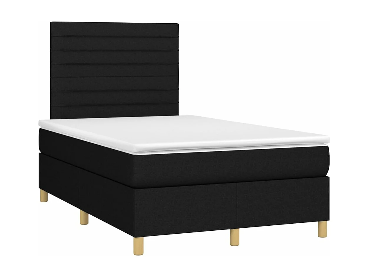 Sommier à lattes de lit avec matelas noir 120x190 tissu