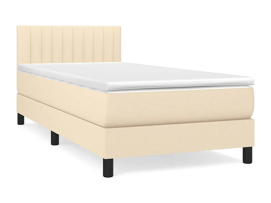 Lit à sommier tapissier avec matelas Crème 90x200 Tissu 4