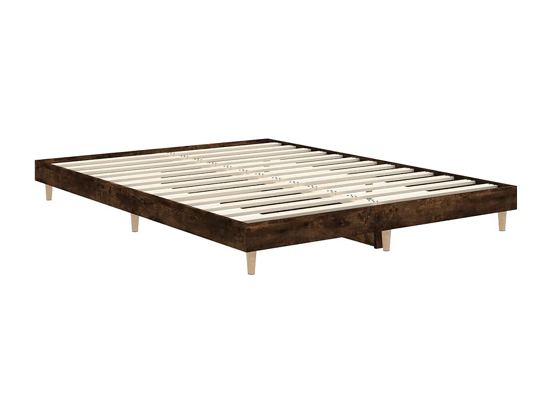 Cadre de lit chêne fumé 135x190 bois d'ingénierie