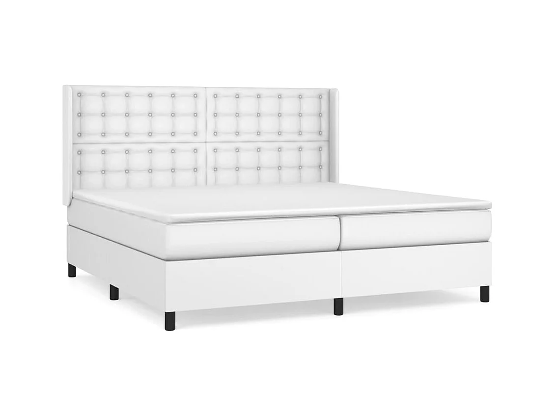 Sommier à lattes de lit avec matelas Blanc 200x200 Similicuir