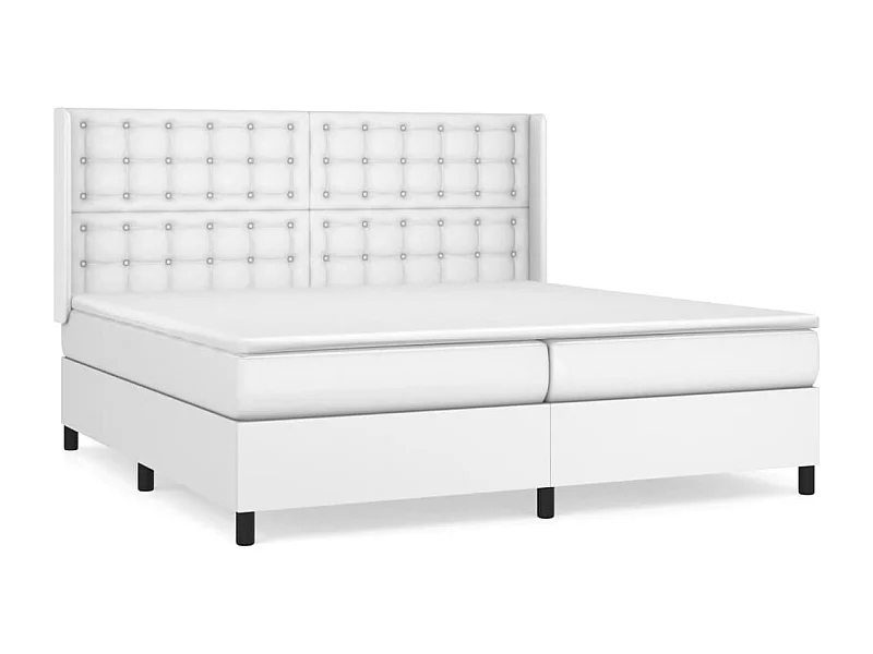 Sommier à lattes de lit avec matelas Blanc 200x200 Similicuir