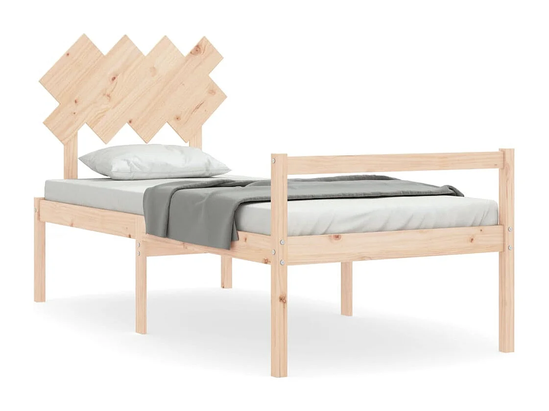 Lit pour personne âgée et tête de lit 90x200 bois massif