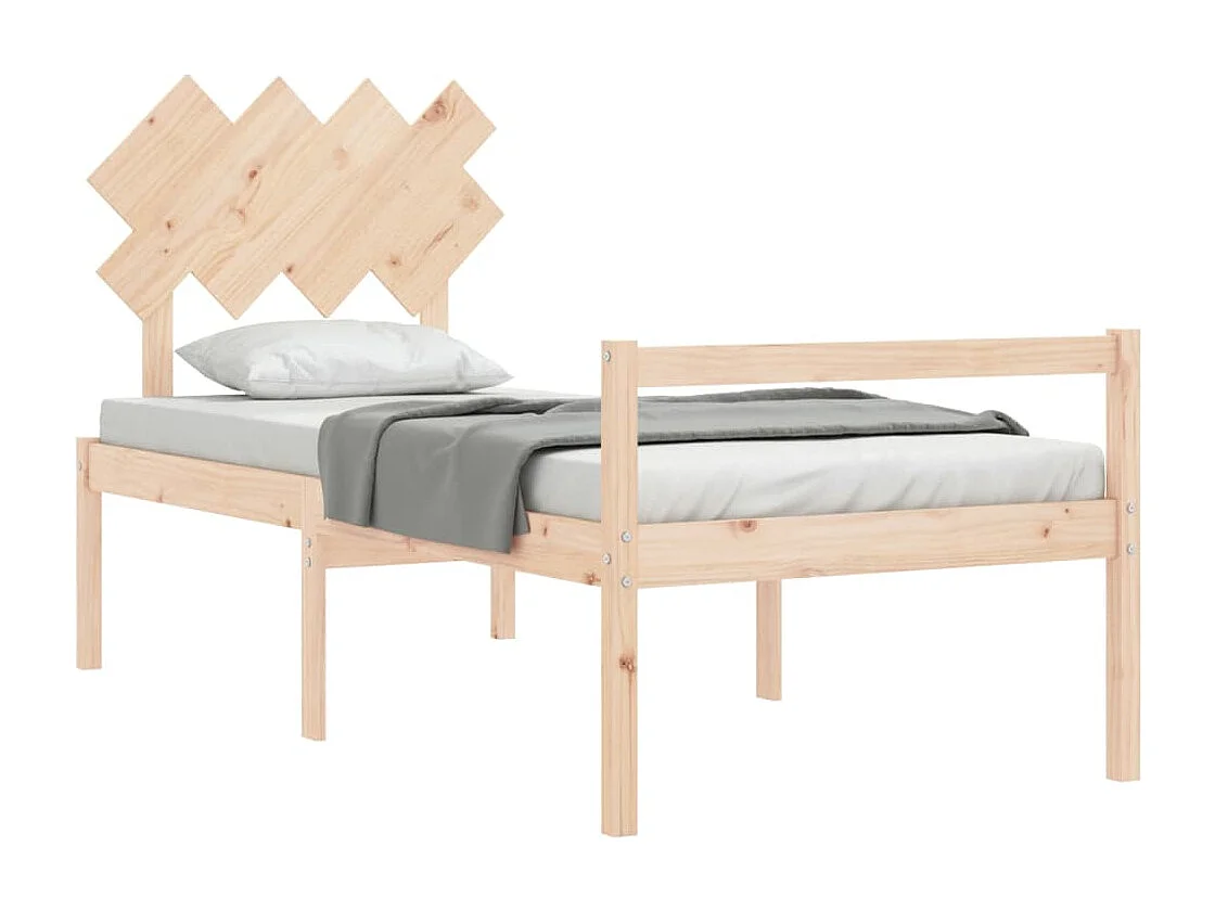 Lit pour personne âgée et tête de lit 90x200 bois massif