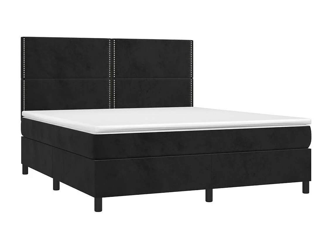 Sommier à lattes de lit matelas et LED Noir 160x200 Velours