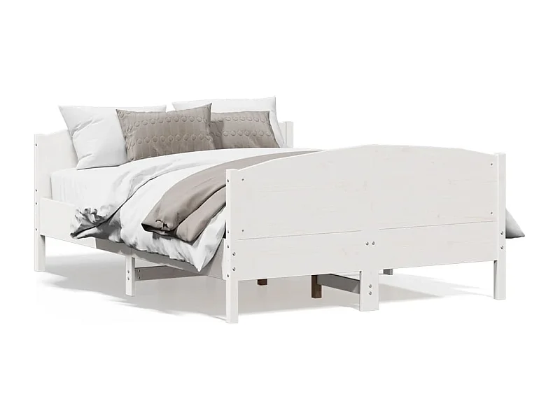 Cadre de lit avec tête de lit blanc 135x190 bois pin massif