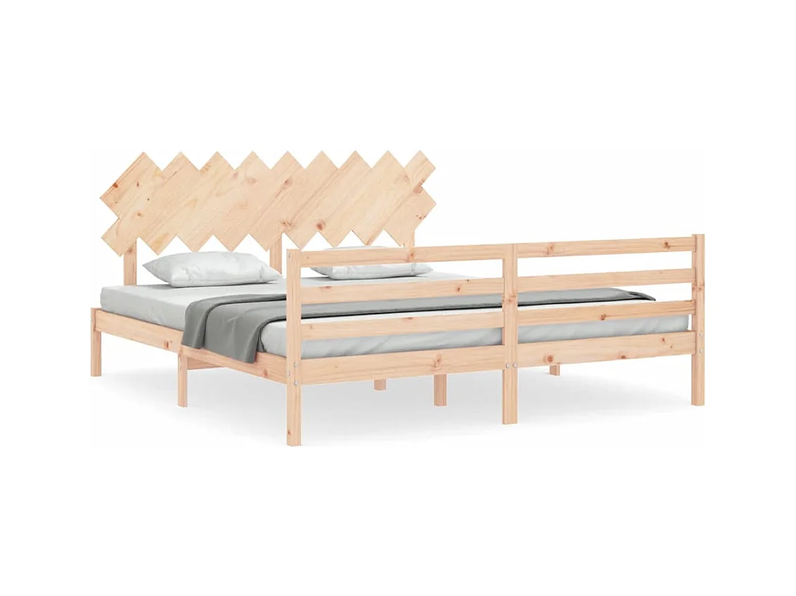 Cadre de lit avec tête de lit Super King Size bois massif