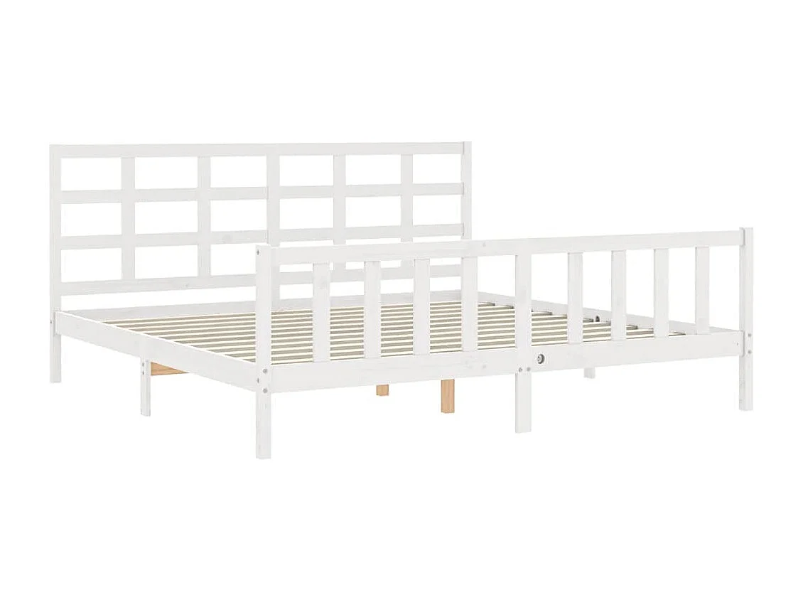 Cadre de lit avec tête de lit blanc 200x200 bois massif