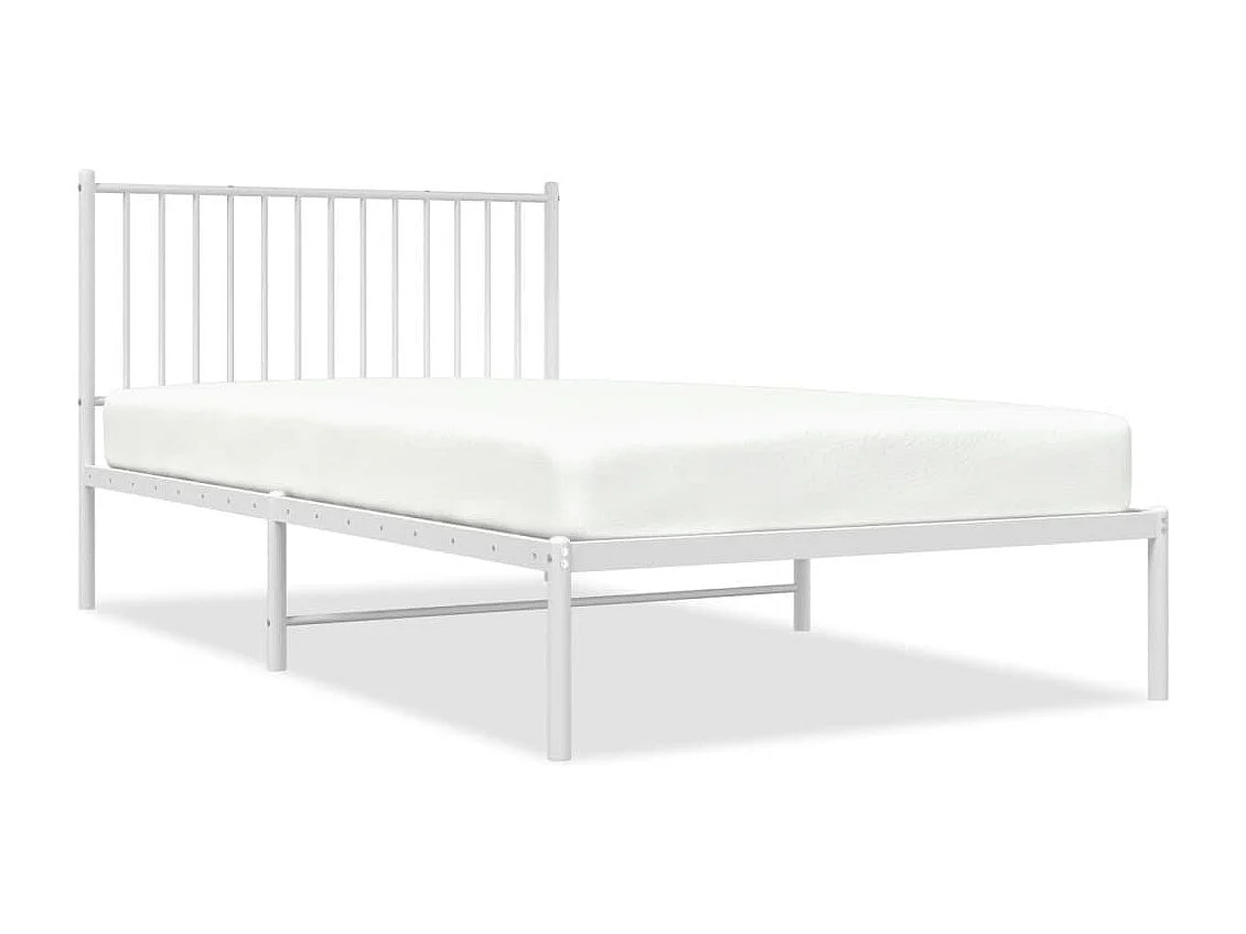 Cadre de lit métal avec tête de lit blanc 107x203