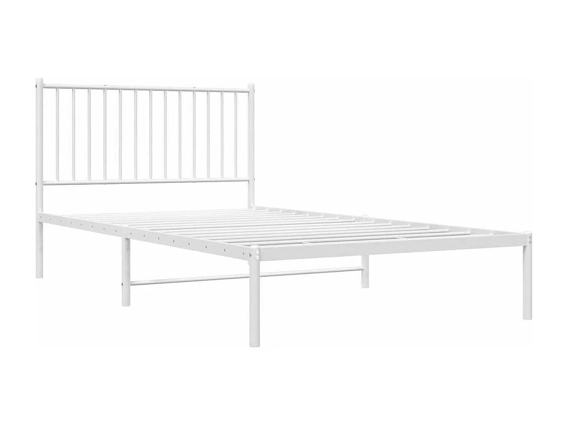 Cadre de lit métal avec tête de lit blanc 107x203
