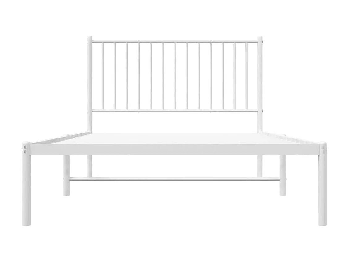 Cadre de lit métal avec tête de lit blanc 107x203