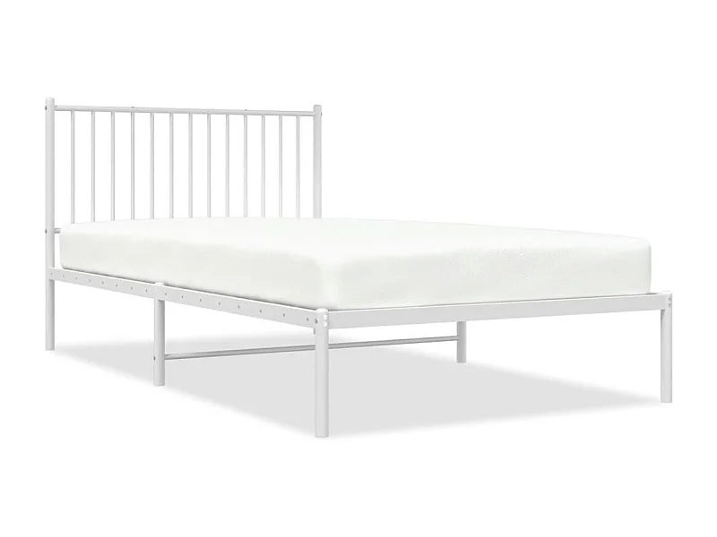 Cadre de lit métal avec tête de lit blanc 107x203