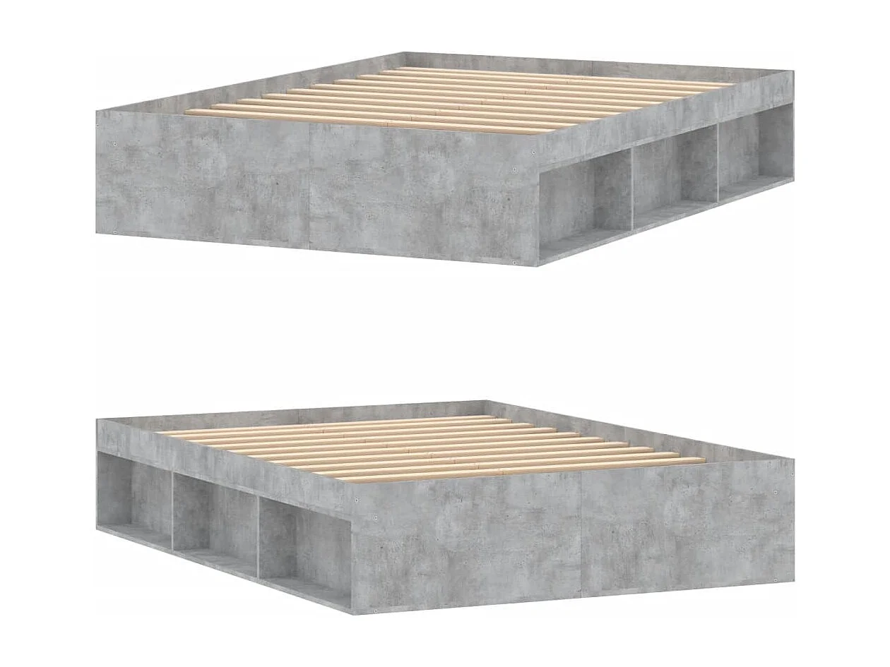Cadre de lit gris béton 135x190 double