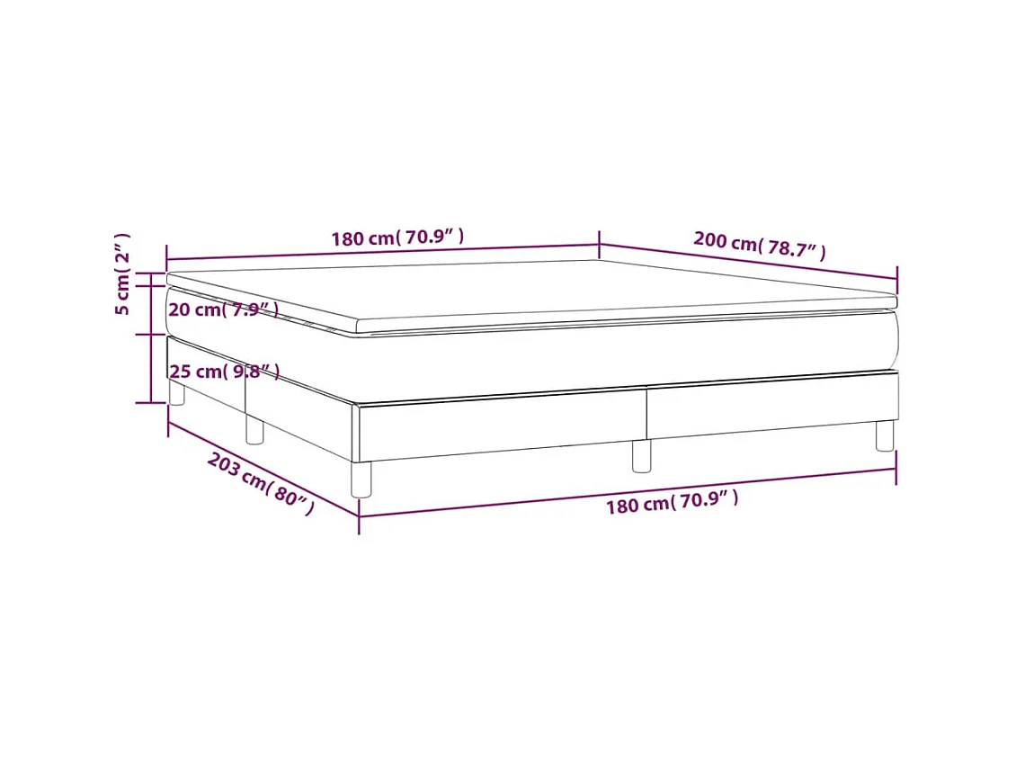 vidaXL Cama box spring con colchón tela negro 180x200 cm