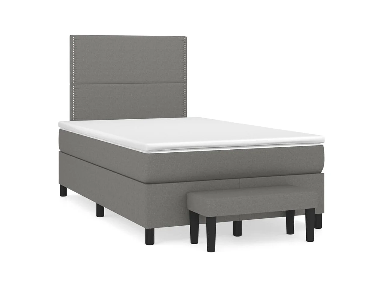 Sommier à lattes de lit avec matelas gris foncé 120x190 tissu