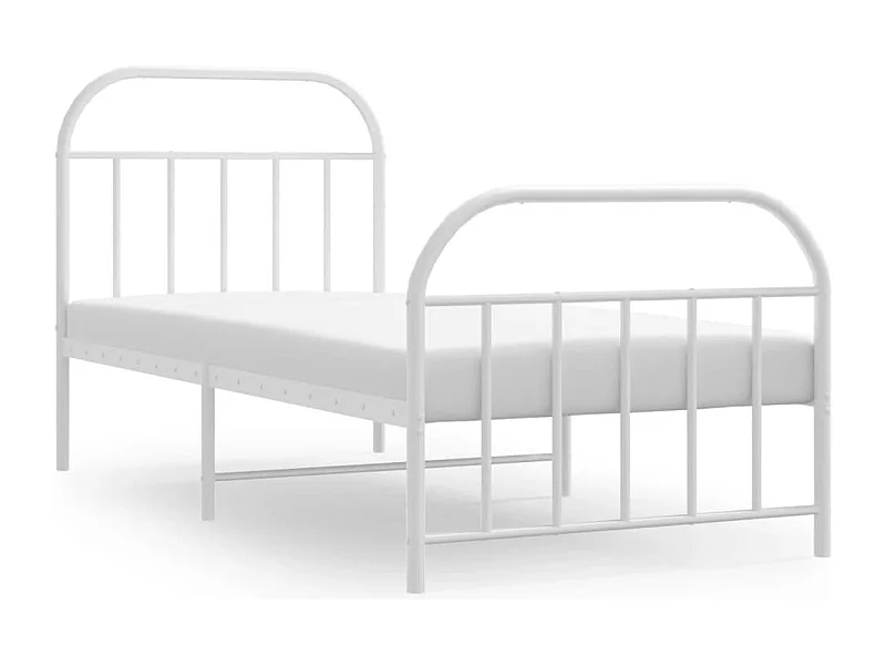 Cadre de lit métal avec tête de lit-pied de lit blanc 90x190