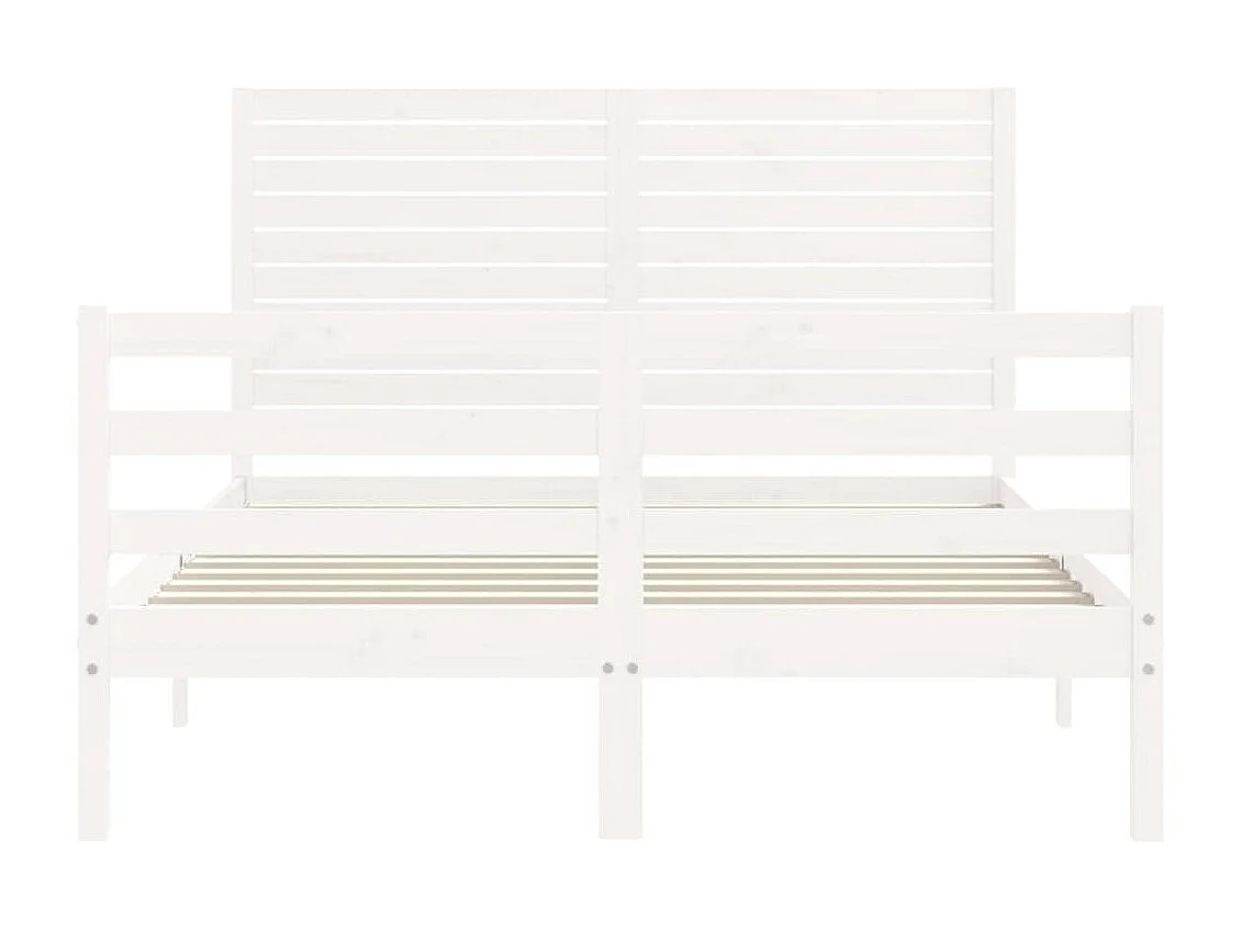 Cadre de lit avec tête de lit blanc double bois massif