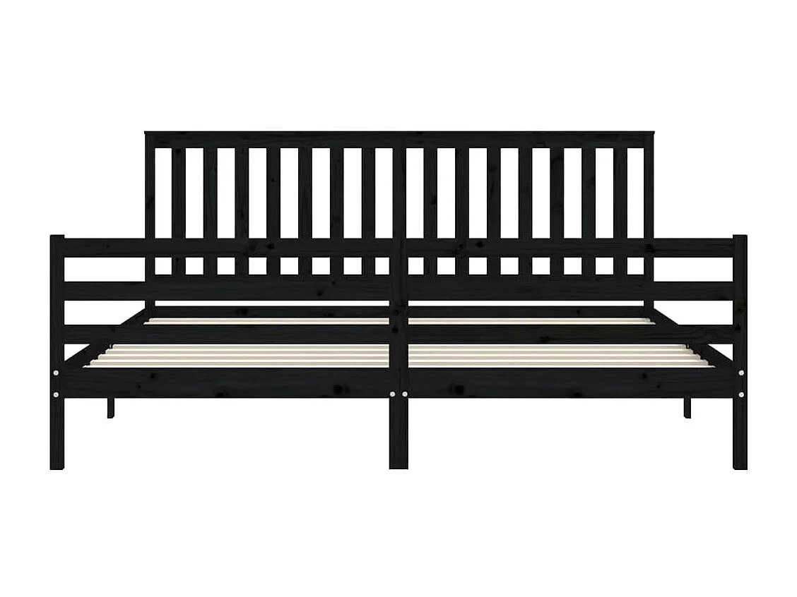 Cadre de lit avec tête de lit noir 200x200 bois massif