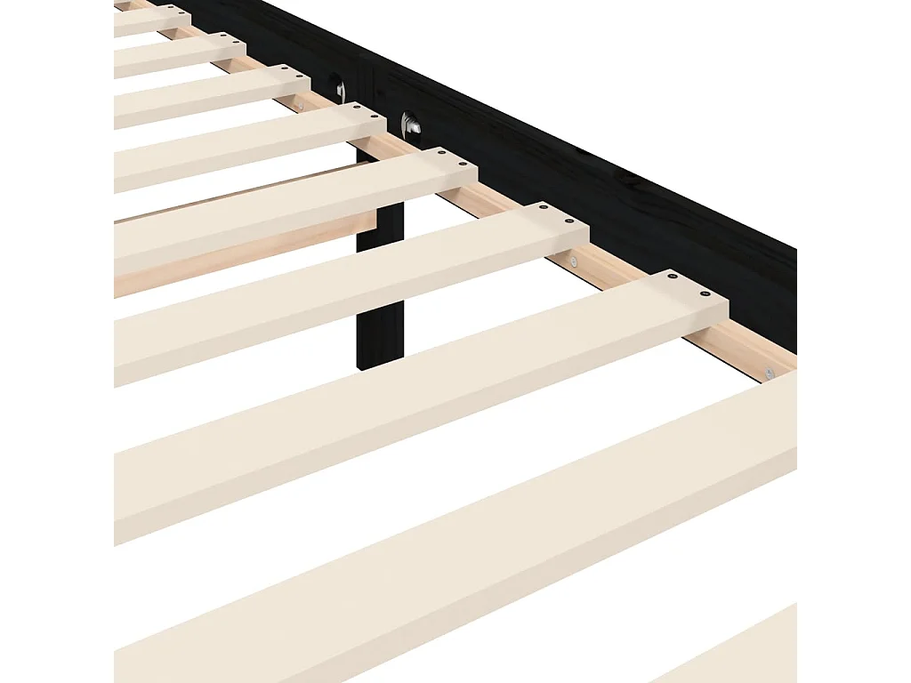 Cadre de lit avec tête de lit noir 200x200 bois massif