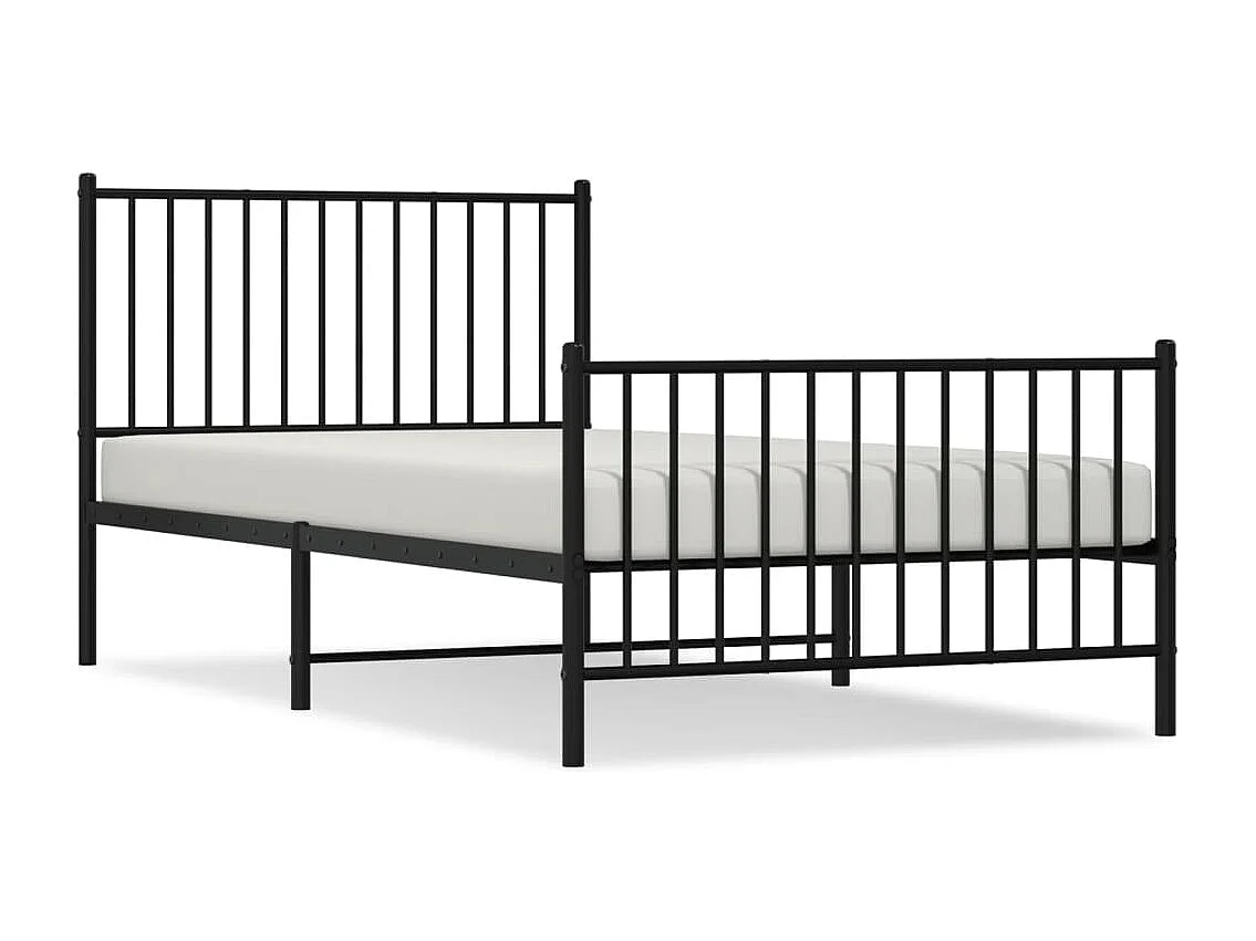 Cadre de lit métal avec tête de lit-pied de lit noir 100x200