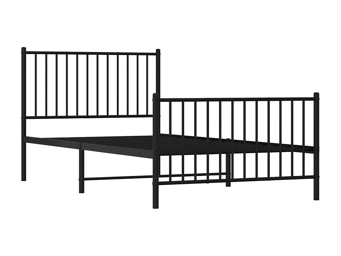 Cadre de lit métal avec tête de lit-pied de lit noir 100x200