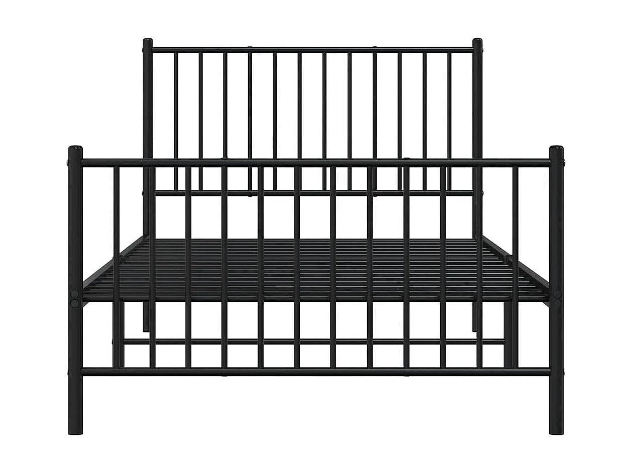 Cadre de lit métal avec tête de lit-pied de lit noir 100x200