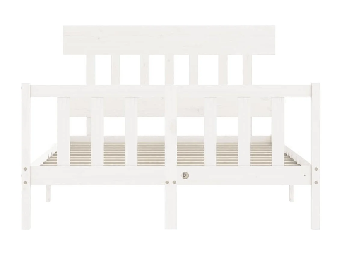 Cadre de lit avec tête de lit blanc 140x200 bois massif