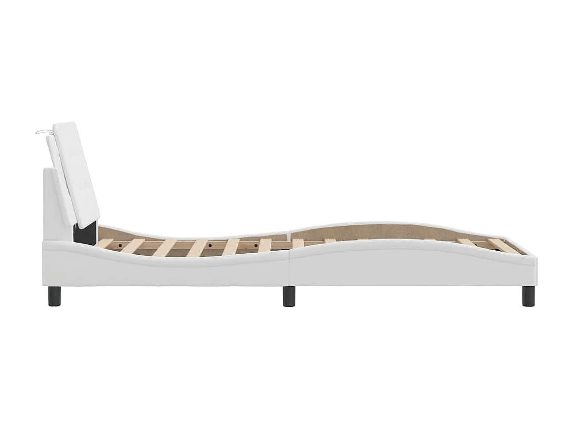 Cadre de lit avec tête de lit Blanc 80x200 Similicuir