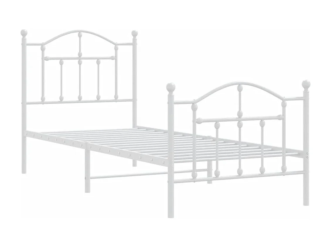 Cadre de lit métal avec tête de lit-pied de lit blanc 90x190