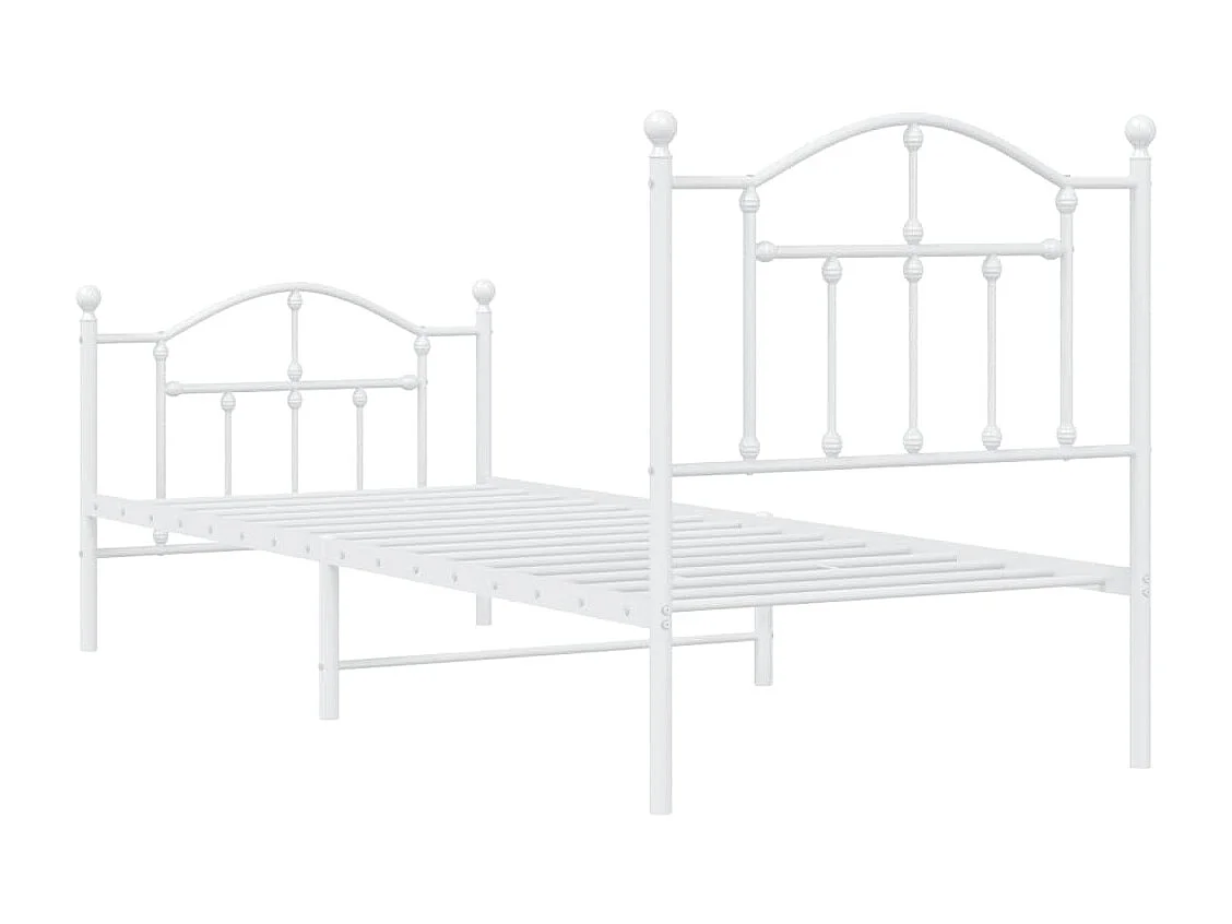 Cadre de lit métal avec tête de lit-pied de lit blanc 90x190