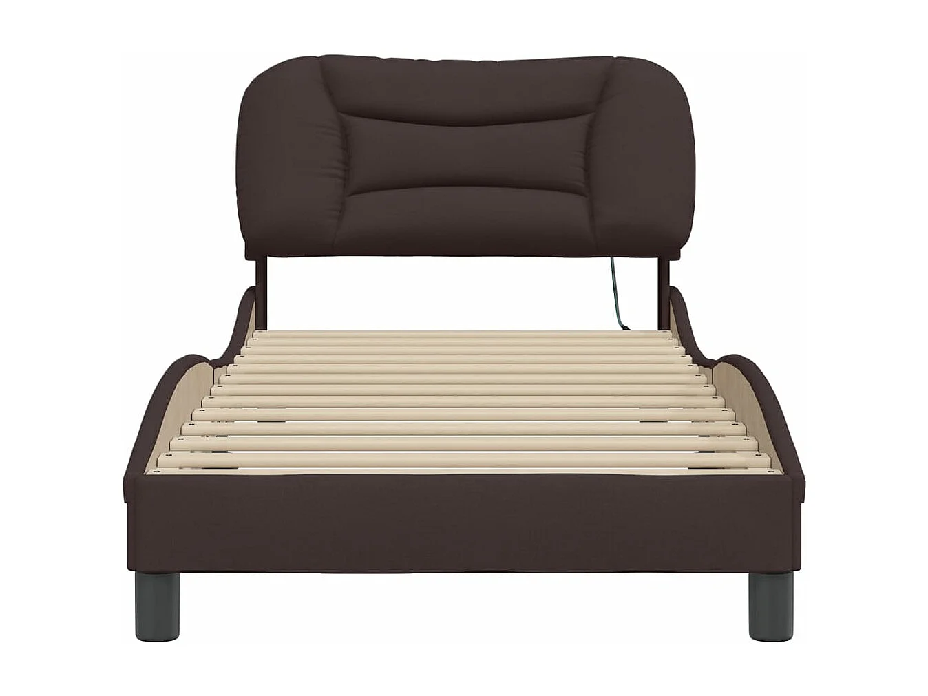 Cadre de lit avec lumières LED marron foncé 90x200 tissu