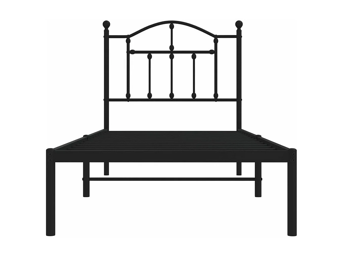 Cadre de lit métal avec tête de lit noir 90x200