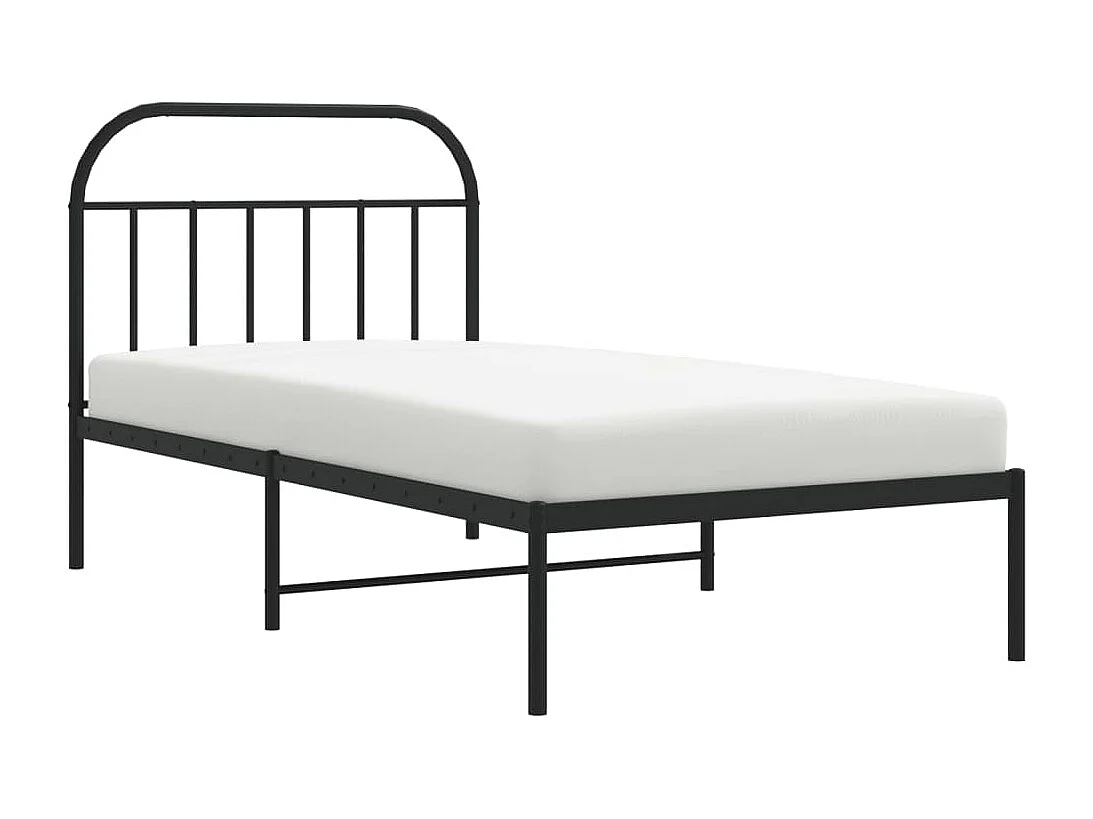 Cadre de lit métal avec tête de lit noir 100x200