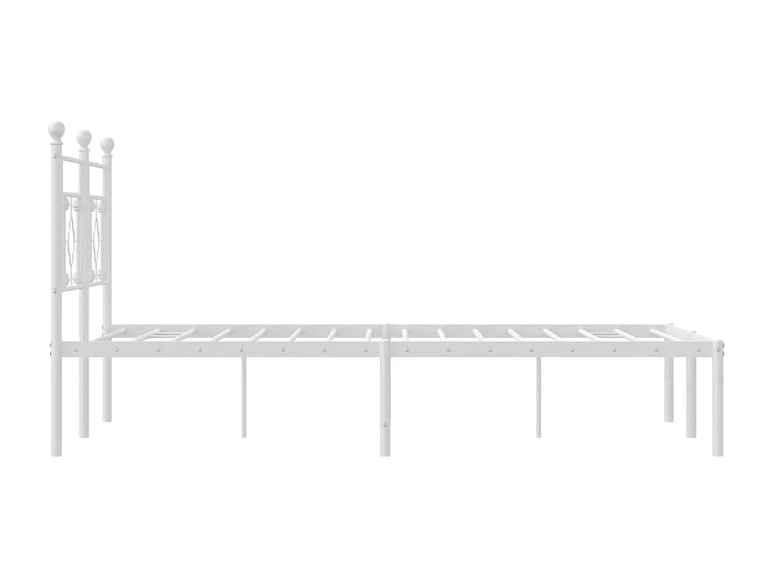Cadre de lit métal avec tête de lit blanc 140x200