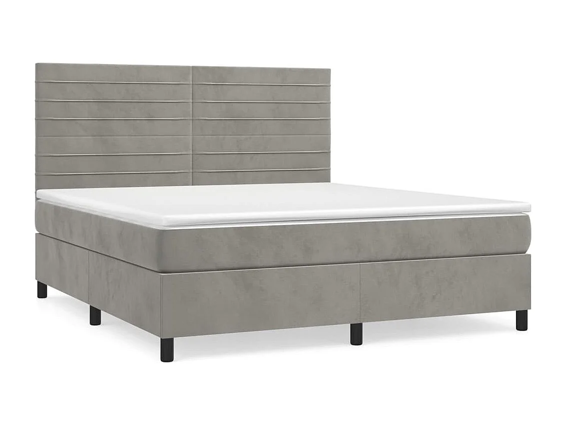 Sommier à lattes de lit et matelas Gris clair 180x200 Velours