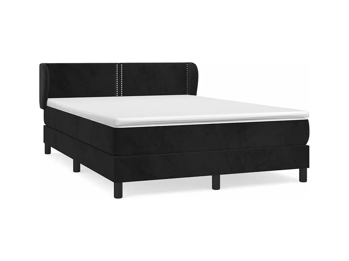 Sommier à lattes de lit avec matelas Noir 140x190 Velours