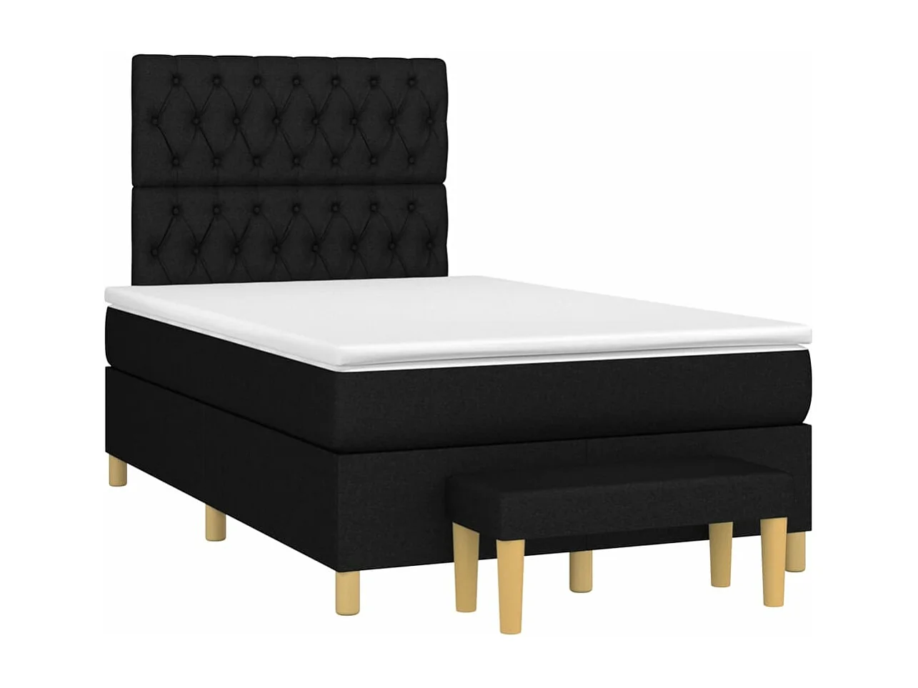 Sommier à lattes de lit avec matelas noir 120x190 tissu