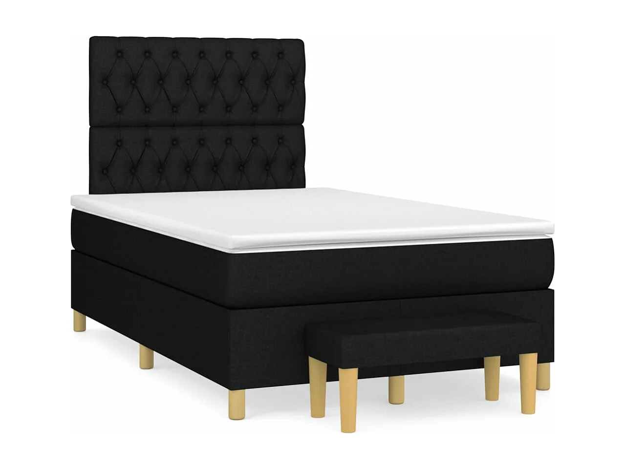 Sommier à lattes de lit avec matelas noir 120x190 tissu
