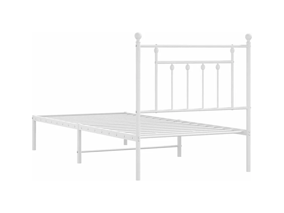Cadre de lit métal avec tête de lit blanc 90x200