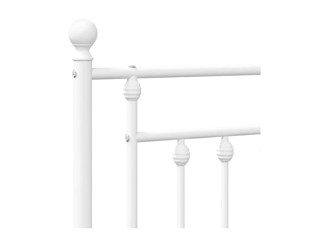 Cadre de lit métal avec tête de lit blanc 90x200