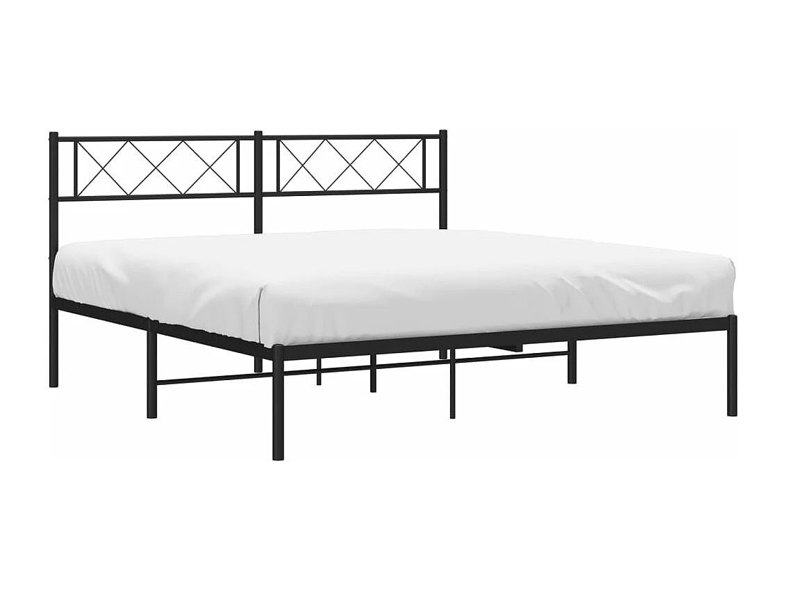 Cadre de lit métal avec tête de lit noir 160x200