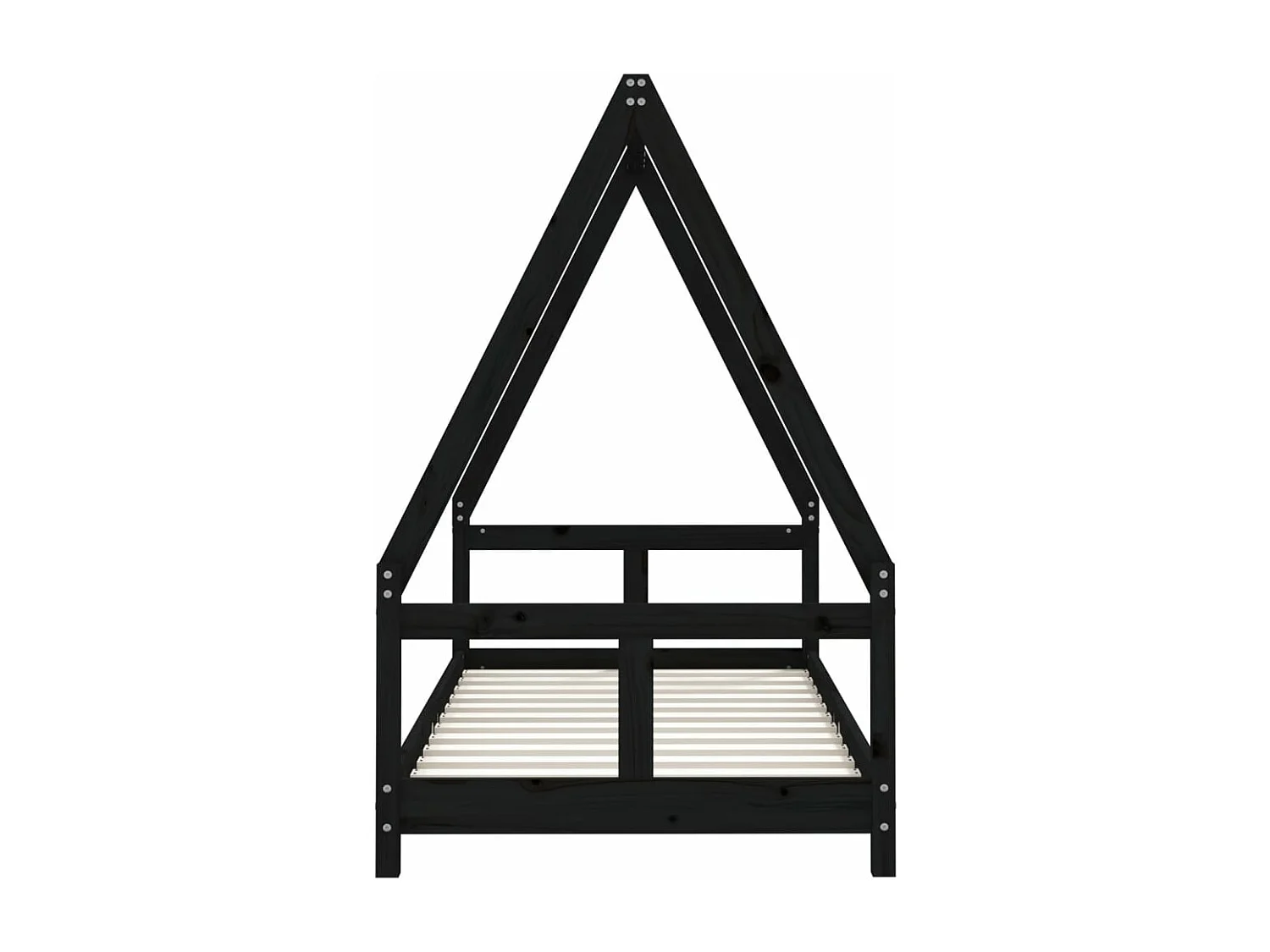 Cadre de lit pour enfant noir 80x160 bois de pin massif