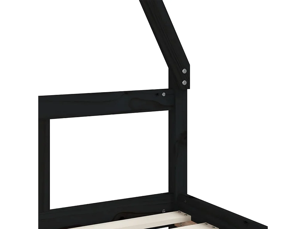 Cadre de lit pour enfant noir 80x160 bois de pin massif